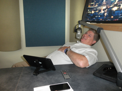 Jeff Relaxing in the ESPN Studio: A hard day's labor for Jeff!!!